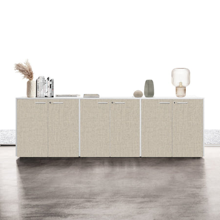 Mobile libreria con 6 ante battenti da ufficio operativo, struttura bianca cm. 270x43x87h