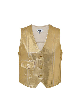 GANNI Gilet Spalmato Gold Ganni da donna