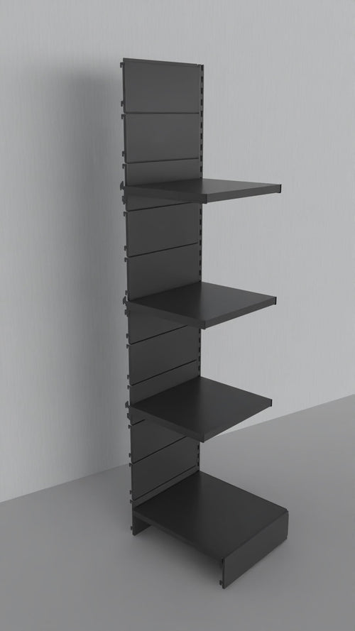 Modulo aggiuntivo scaffale in metallo verniciato nero ghisa per negozi di cm. 45x40x200h