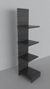 Modulo aggiuntivo scaffale verniciato nero ghisa da negozio abbigliamento di cm. 45x50x200h