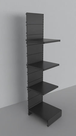 Modulo aggiuntivo scaffale verniciato nero ghisa da negozio abbigliamento di cm. 45x50x200h
