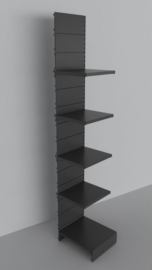 Modulo aggiuntivo scaffale metallico verniciato nero ghisa a piani per negozio di cm. 45x60x250h