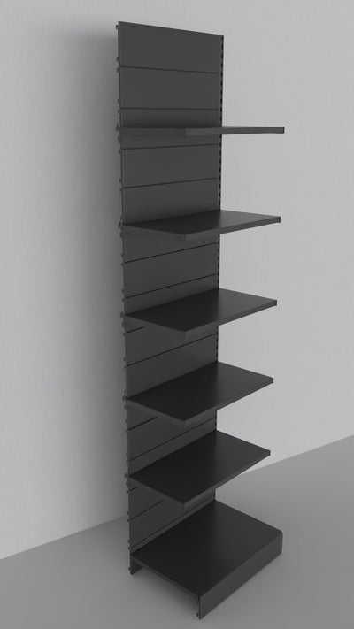 Modulo aggiuntivo scaffale verniciato nero ghisa da negozio di cm. 75x40x300h