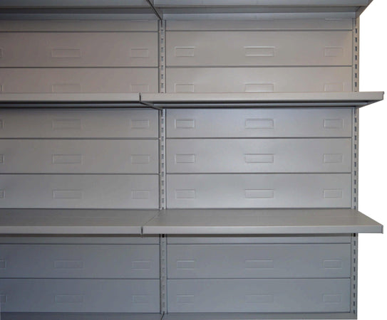 Modulo aggiuntivo scaffale in metallo verniciato alluminio per negozi di cm. 75x40x200h