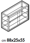 Vetrina espositiva bassa con telaio in alluminio per gioielleria cm. 88x25x55h