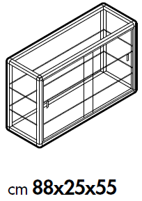 Vetrina espositiva bassa con telaio in alluminio per gioielleria cm. 88x25x55h