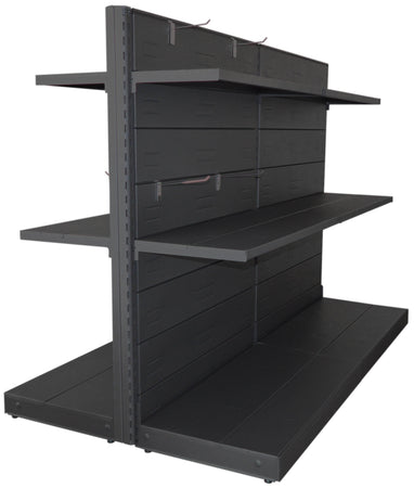 Modulo aggiuntivo scaffale metallico verniciato nero ghisa a centro stanza di cm. 100x30x140h