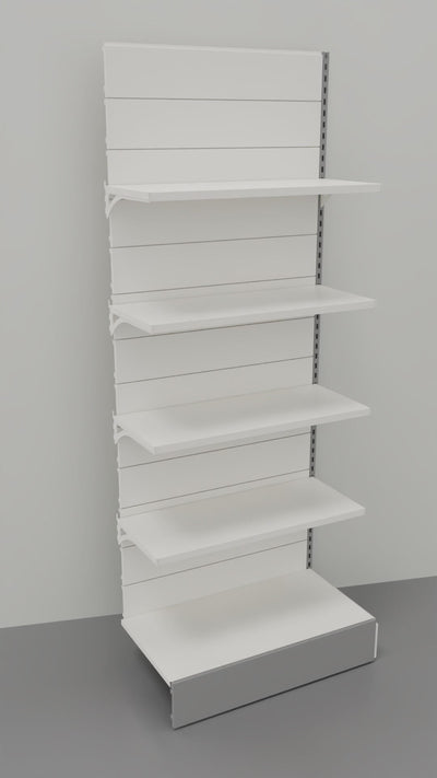 Modulo continuativo scaffalatura metallica da negozio con piani a mensole di cm. 100x30x250h