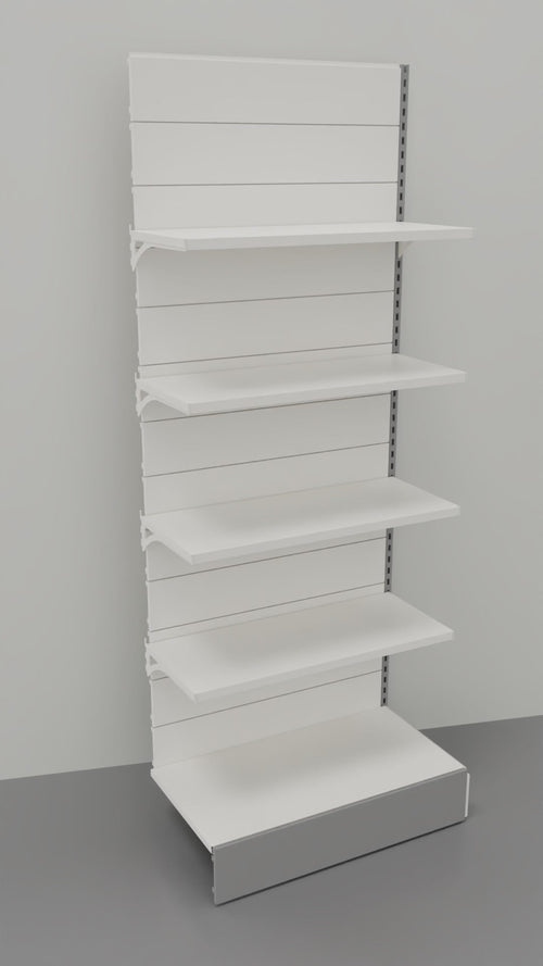 Modulo continuativo scaffalatura metallica da negozio con piani a mensole di cm. 100x30x250h