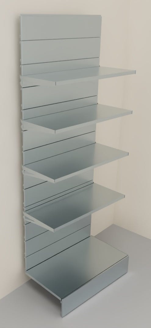Modulo continuativo scaffale metallico zincato da negozio a mensole di cm. 100x50x250h