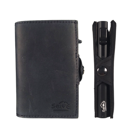 Sei G portacarte safe magnetic nero con custodia in pelle nera