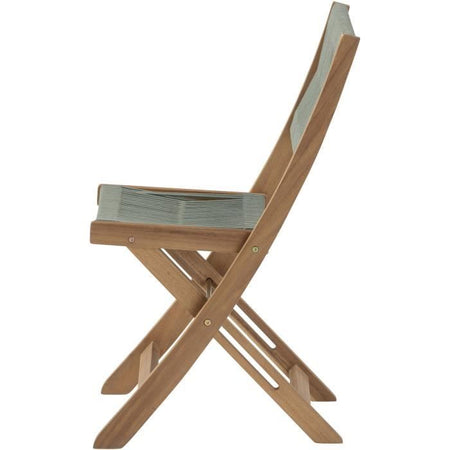 Set da bistrot pieghevole in legno di acacia FSC con intreccio in corda verde oliva - 2 persone - MAKENA