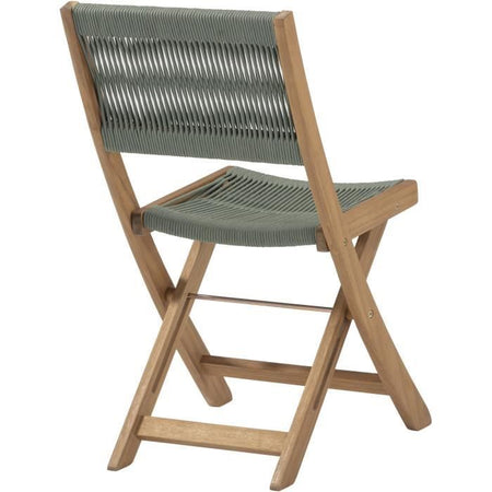 Set da bistrot pieghevole in legno di acacia FSC con intreccio in corda verde oliva - 2 persone - MAKENA