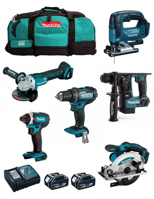 MAKITA Kit MK601 (DDF482 + DHR171 + DGA504 + DTD152 + DJV182 + DSS610 + 2 x 5,0 Ah + DC18RC + 2 x LXT600)