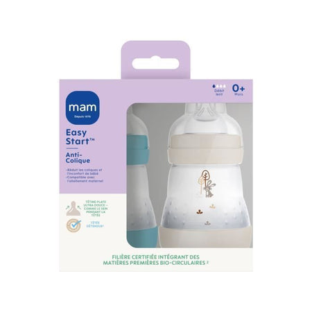 Set 2 Biberon - MAM - Easy Start - Anti-coliche - 160 ml - Flusso 1 tettarella - Oceano + Sabbia