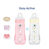 Set 2 Biberon - MAM BABY - Easy Active - +6 mesi - 330 ml - Tettarella X flusso - Berry + Pearl
