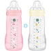 Set 2 Biberon - MAM BABY - Easy Active - +6 mesi - 330 ml - Tettarella X flusso - Berry + Pearl