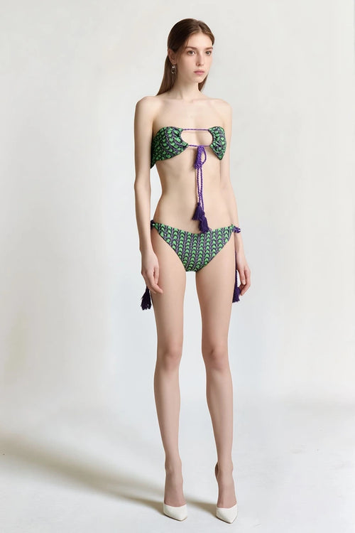 MARINA ABAGNALE | Bikini fascia e slip fantasia geometrica
