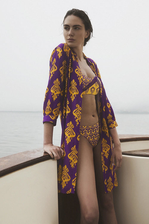 MARINA ABAGNALE | Bikini fascia e slip fantasia damascata