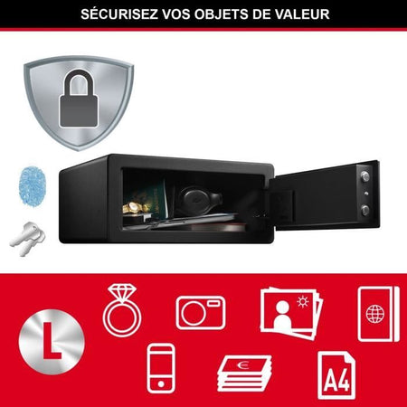 Master Lock LX110BEURHRO Cassaforte biometrica per proteggere oggetti di valore, nera, 19,5 x 43 x 37 cm