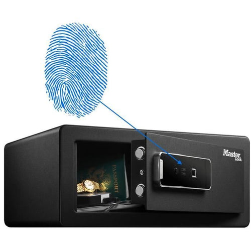 Master Lock LX110BEURHRO Cassaforte biometrica per proteggere oggetti di valore, nera, 19,5 x 43 x 37 cm