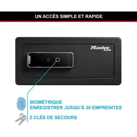 Master Lock LX110BEURHRO Cassaforte biometrica per proteggere oggetti di valore, nera, 19,5 x 43 x 37 cm