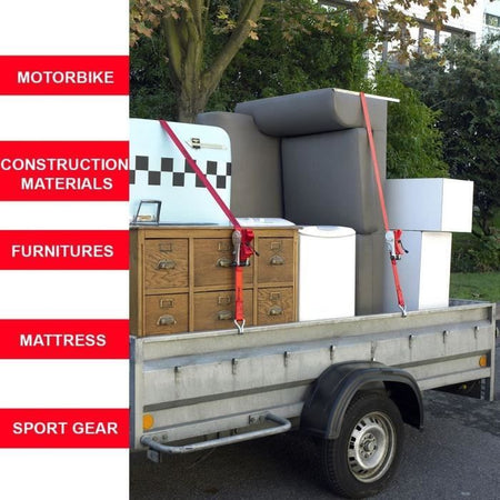 Kit di 4 cinghie di ancoraggio - MASTER LOCK - 4367EURDAT - Con ganci e cricchetto - 5m x 25mm - Blu