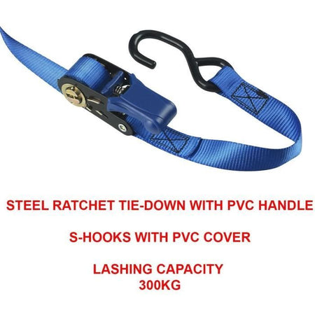 Kit di 4 cinghie di ancoraggio - MASTER LOCK - 4367EURDAT - Con ganci e cricchetto - 5m x 25mm - Blu