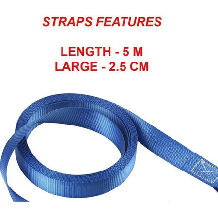 Kit di 4 cinghie di ancoraggio - MASTER LOCK - 4367EURDAT - Con ganci e cricchetto - 5m x 25mm - Blu