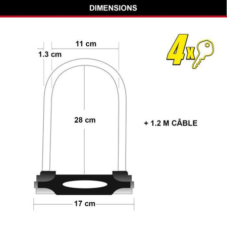 Antifurto MASTER LOCK con cavo - con chiave - Modello XL