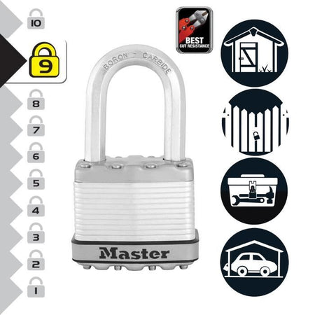 Set di 3 lucchetti Master Lock M5eurtrilf - Sicurezza molto elevata - acciaio a carico - uso esterno - Anse M