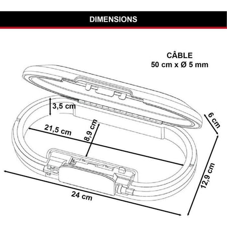MASTER LOCK Mini custodia portatile da viaggio con cavo di sicurezza - Bianco