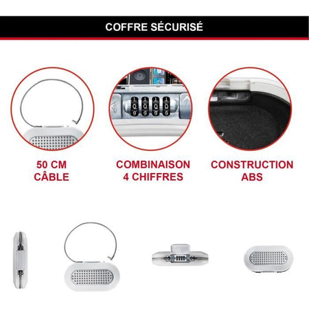 MASTER LOCK Mini custodia portatile da viaggio con cavo di sicurezza - Bianco