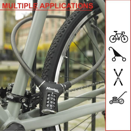 Antifurto per bicicletta - MASTER LOCK - 8229EURDPRO - Cavo da 90 cm - Nero - Acciaio intrecciato