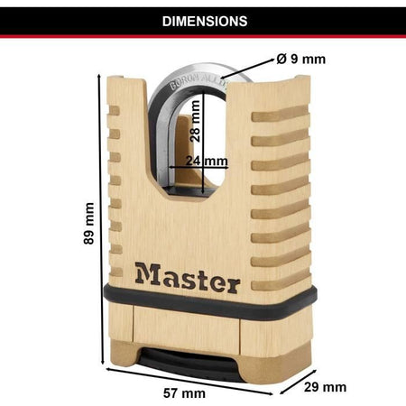 MASTER LOCK Lucchetto in ottone massiccio ad alta sicurezza [Grillo protetto] [una combinazione] M1177EURD