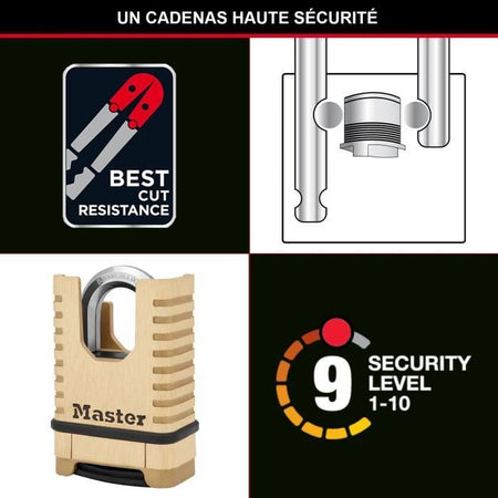 MASTER LOCK Lucchetto in ottone massiccio ad alta sicurezza [Grillo protetto] [una combinazione] M1177EURD