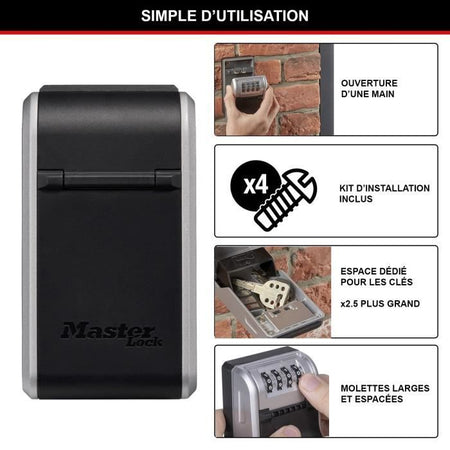MASTER LOCK - Cassetta portachiavi da esterno - Nuovo design - Montaggio a parete - Grande capacità - Alta sicurezza - 19,6 x 7,6 x 5,6 cm
