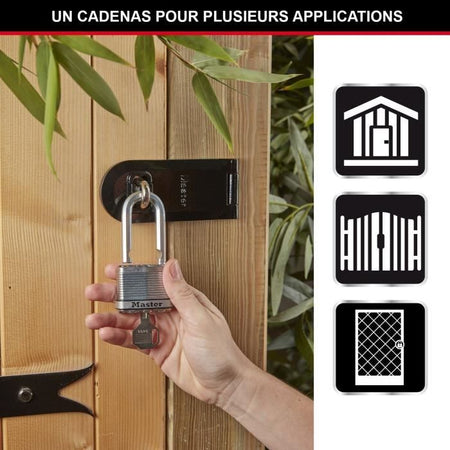 Lucchetto ad alta sicurezza - MASTER LOCK - M115EURTRILF - Con chiave - Acciaio laminato rivestito - Esterno - Antiruggine - Arco M - Confezione da 3
