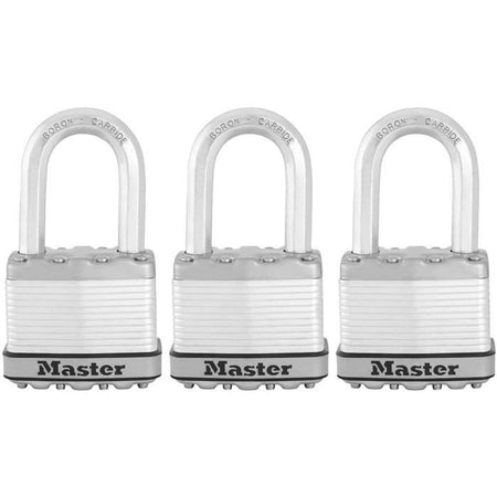 Lucchetto ad alta sicurezza - MASTER LOCK - M115EURTRILF - Con chiave - Acciaio laminato rivestito - Esterno - Antiruggine - Arco M - Confezione da 3