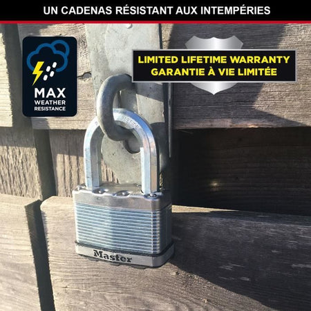 Lucchetto ad alta sicurezza - MASTER LOCK - M115EURTRILF - Con chiave - Acciaio laminato rivestito - Esterno - Antiruggine - Arco M - Confezione da 3