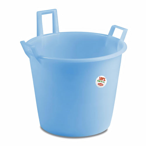 Mastello ad uso casalingo con 3 manici in plastica polipropilene azzurro