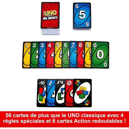Gioco di carte UNO SHOW EM NO MERCY - MATTEL - HWV18 - 56 carte - Nuove regole spietate