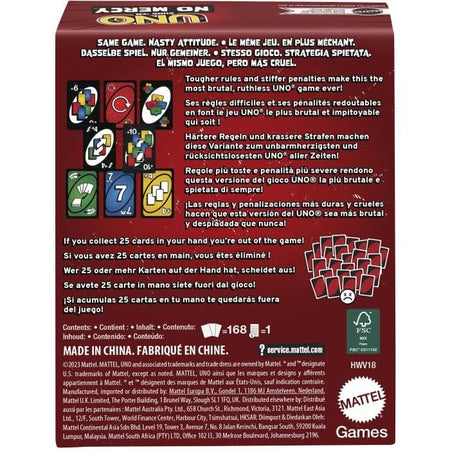 Gioco di carte UNO SHOW EM NO MERCY - MATTEL - HWV18 - 56 carte - Nuove regole spietate