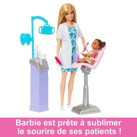 Studio dentistico Barbie - BARBIE - HKT69 - 2 bambole, sedia, strumenti dentistici, spazzolino da denti, dentifricio