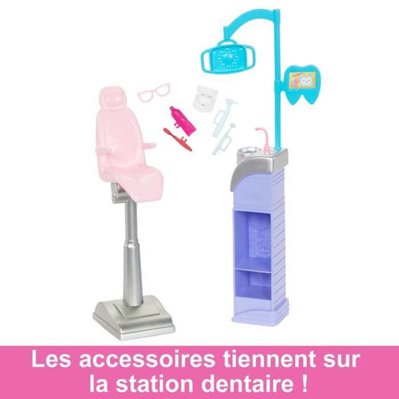 Studio dentistico Barbie - BARBIE - HKT69 - 2 bambole, sedia, strumenti dentistici, spazzolino da denti, dentifricio