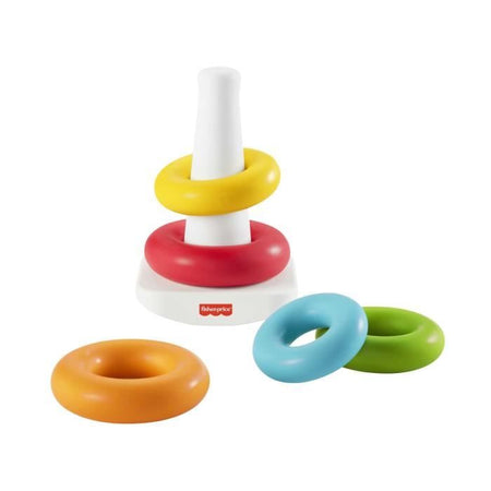 Anelli impilabili classici a piramide arcobaleno Fisher-Price in materiali a base vegetale - Giocattolo per l'apprendimento precoce - A partire dai 6 mesi