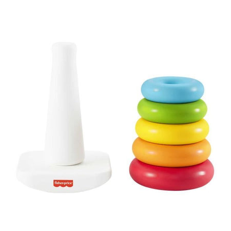 Anelli impilabili classici a piramide arcobaleno Fisher-Price in materiali a base vegetale - Giocattolo per l'apprendimento precoce - A partire dai 6 mesi