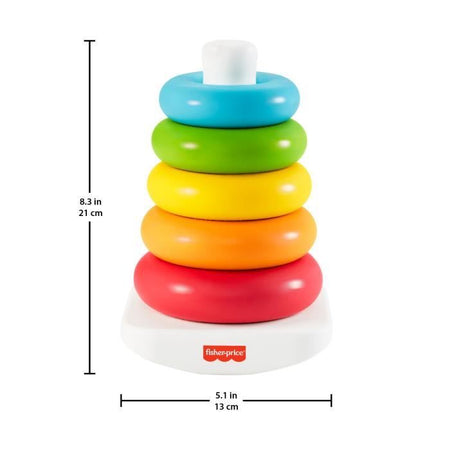 Anelli impilabili classici a piramide arcobaleno Fisher-Price in materiali a base vegetale - Giocattolo per l'apprendimento precoce - A partire dai 6 mesi
