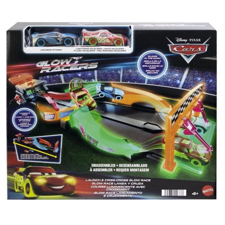 Circuit Glow Racers - Mattel - HPD80 - Giocattolo da corsa che si illumina al buio per bambini dai 4 anni in su