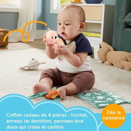 Fisher-Price-Les Sens en éveil - Scatola di 4 giocattoli sensoriali per neonati - Fisher-Price - HRB17